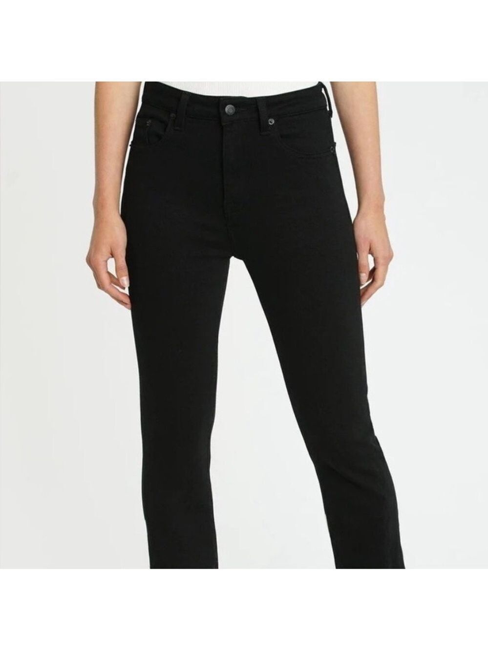 Pistola Teagan High Rise Cut Cropped Straight in Dark Vinyl, size 26